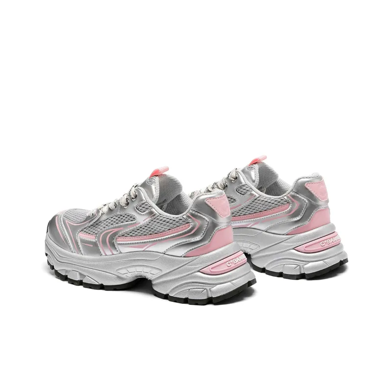 C°BANNER Chunky Sneakers Women's Low Top Silver Pink-3