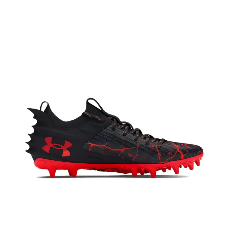 Under Armour Blur Smoke 2.0 MG Rubber Short Studs Cushioning, Wear Resistant Soccer Shoes Men's Black Red-1