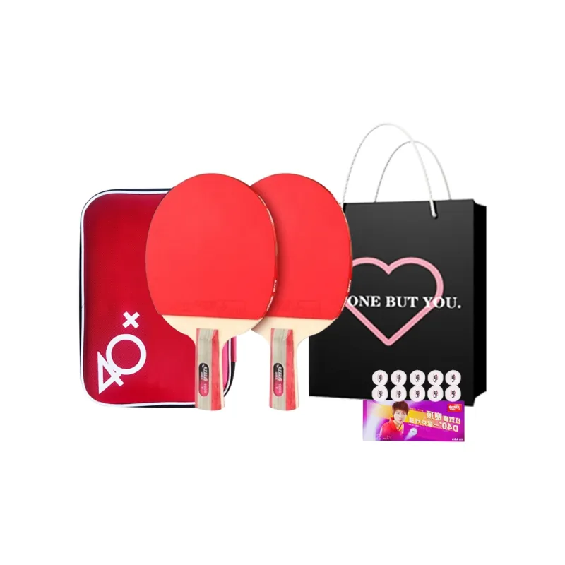DHS Ping Pong Paddles Unisex Pure Wood Red/Black-4