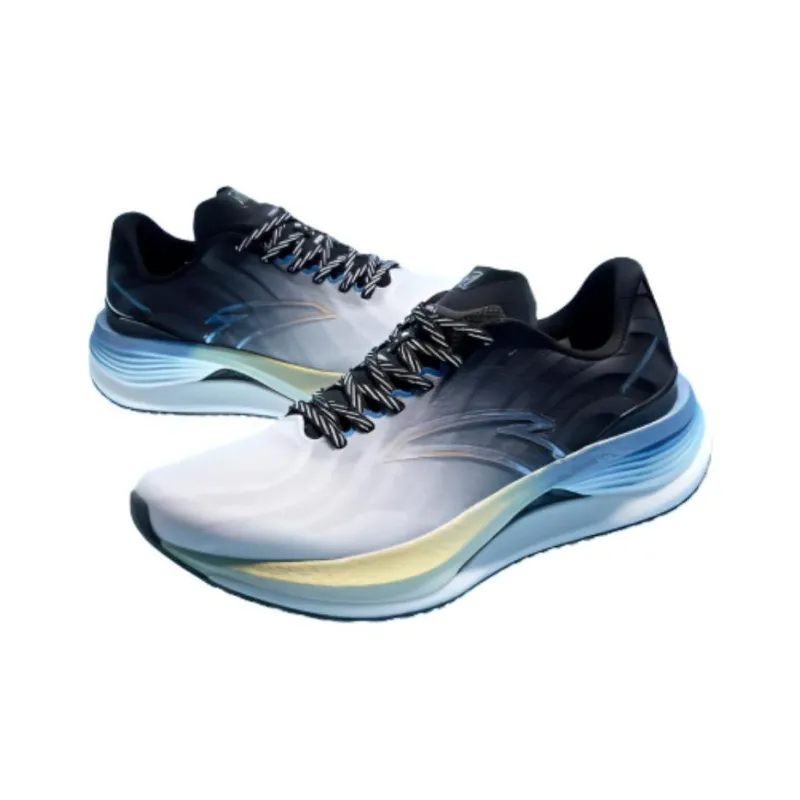 Anta Cushioning Wear Resistant Low Top Running Shoes Men's White Black Blue-3