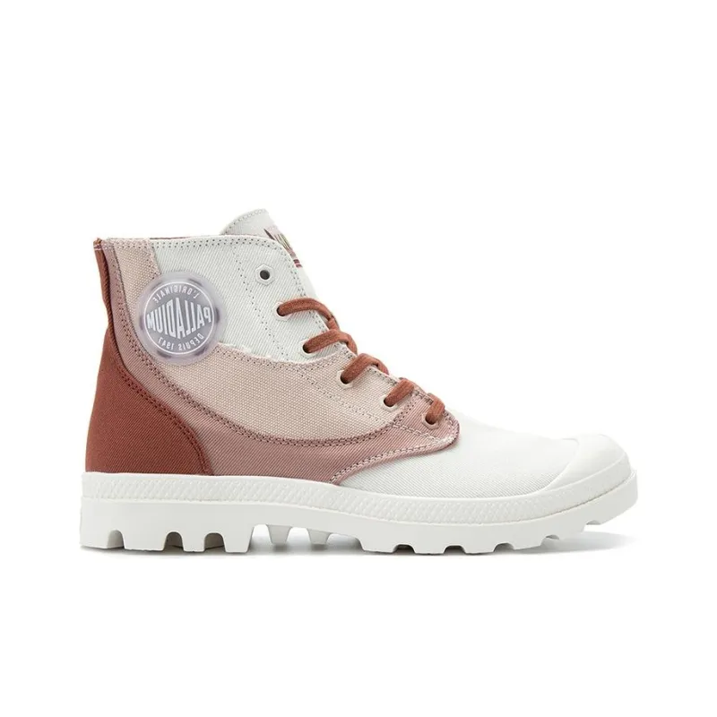 Palladium Pampa Durable Breathable High-Top Canvas Shoes Unisex White Brown-1