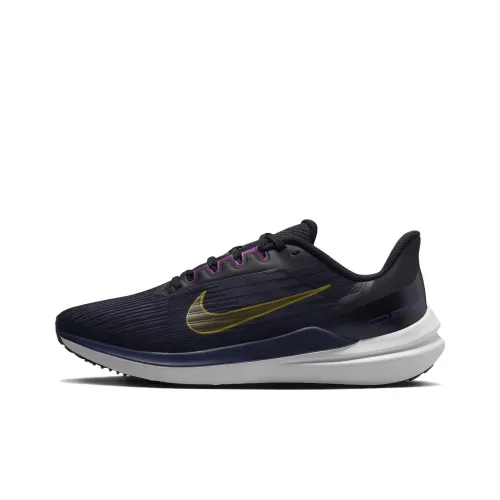 Nike Zoom Winflo 9 Running Shoes Men Low-Top Black/Blue/Gold