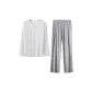 [Long-Sleeved Pants Clothing Sets]White Top+Light Gray Pants