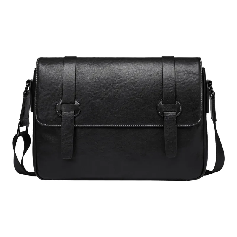 ROSEROOEN Top Grain Cow Leather Shoulder Bag Regular Unisex Black-1