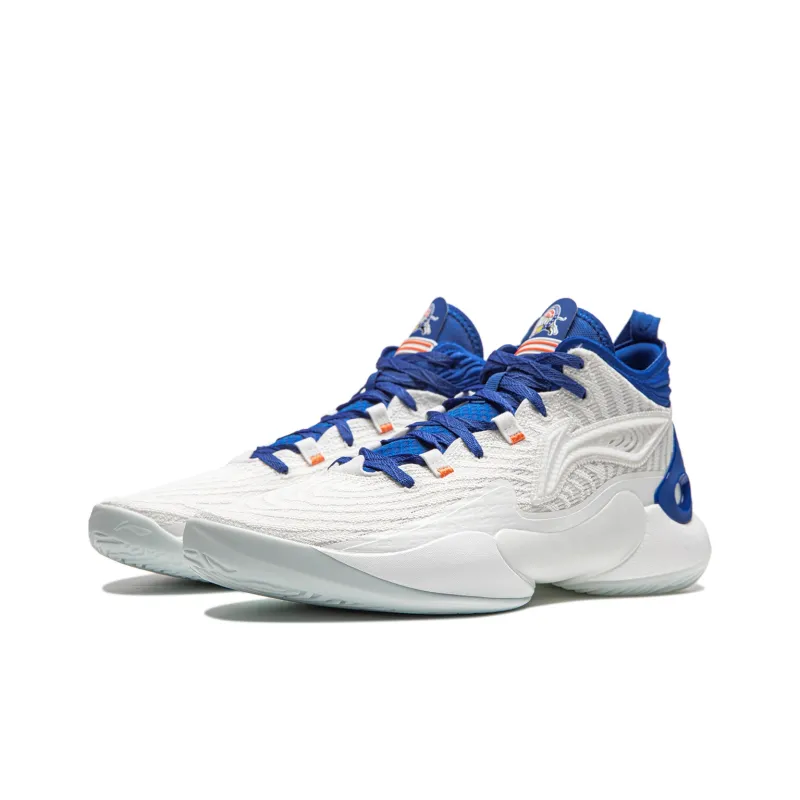 LINING YuShuai 18 Basketball Shoes Men Mid Top White/Blue-3