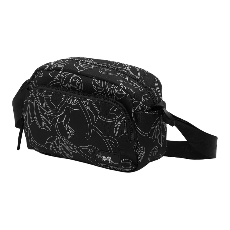 LiNing Chinese Culture Series Polyester Crossbody Bag Unisex Black All Over Print-2