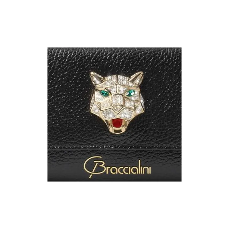 Braccialini Leather Wallet Women's Black-4