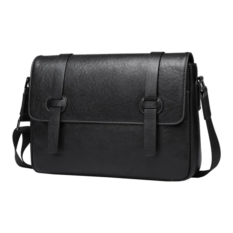 ROSEROOEN Top Grain Cow Leather Shoulder Bag Regular Unisex Black-0
