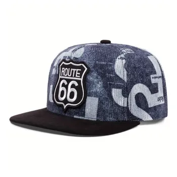 AAJF Cotton Flat Brim Baseball Cap Street Embroidered Numbers 66 Hip Hop Hat Sun Hat Unisex
