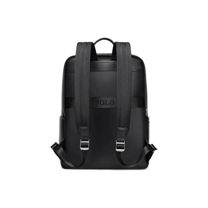 POLO Top Grain Cow Leather Backpack Tubas Men's Black-3