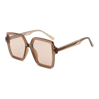 Pair Ponyo TR/Memory Plastic Square Sun Eyes Unisex Tea Brown