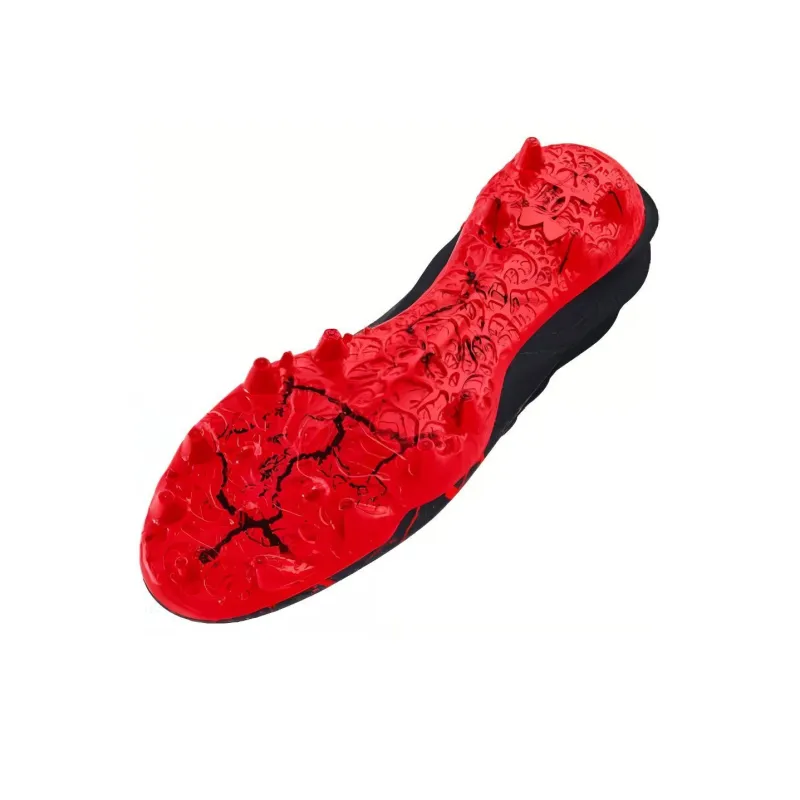 Under Armour Blur Smoke 2.0 MG Rubber Short Studs Cushioning, Wear Resistant Soccer Shoes Men's Black Red-4