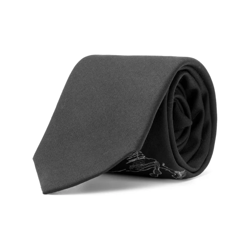 HERMES Mulberry Silk Ties Men's Black-2