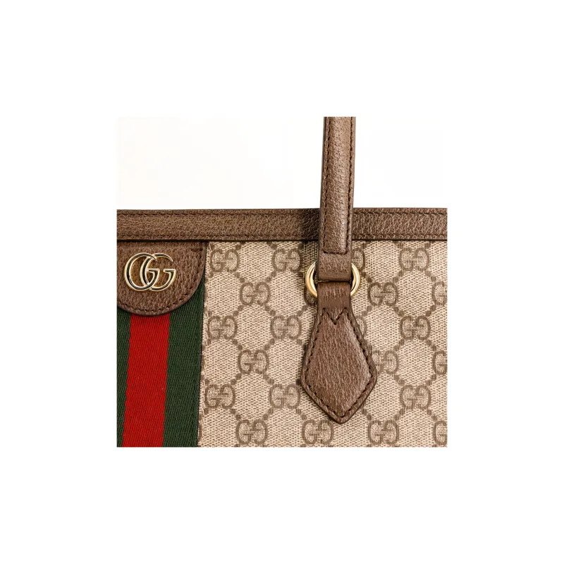 GUCCI Ophidia Canvas With Leather Large Capacity Tote One Shoulder Handbag Medium Size Unisex Ebony/Brown-5