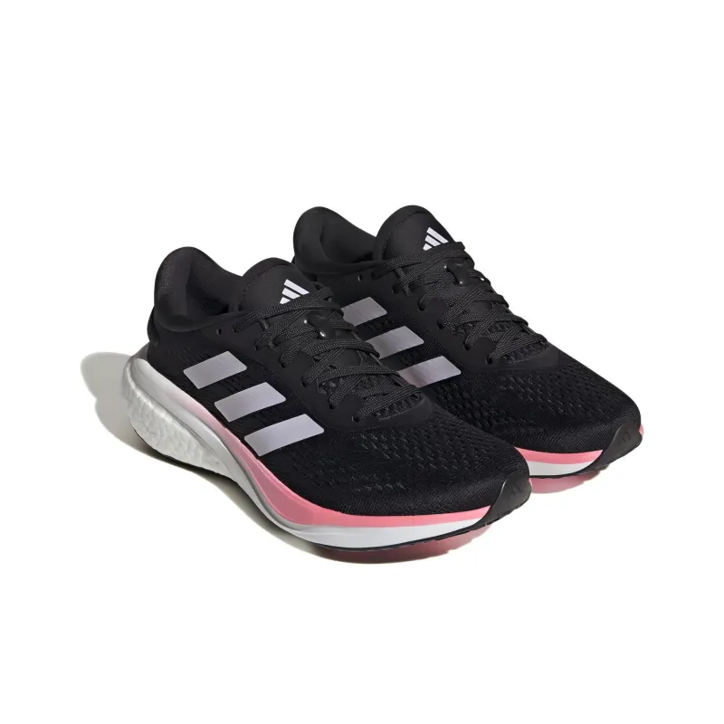 Adidas Supernova 2 Wear Resistant Low Top Running Shoes Women's Black White Pink-2