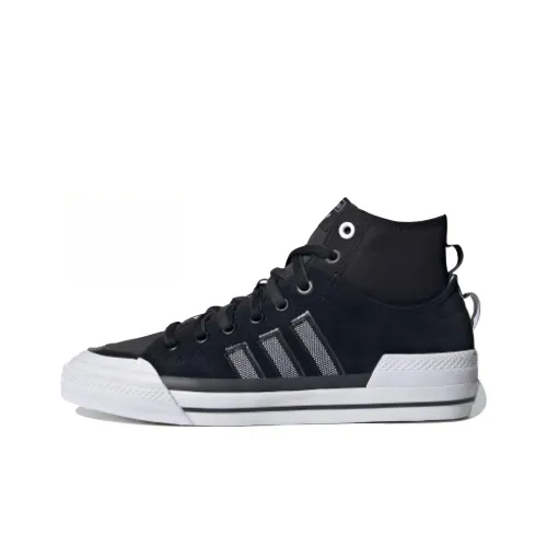 Adidas Originals NIZZA Series Skateboard Shoes Unisex Mid-Top Black/White/Silver