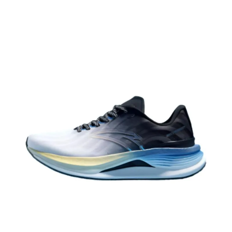 Anta Cushioning Wear Resistant Low Top Running Shoes Men's White Black Blue-0
