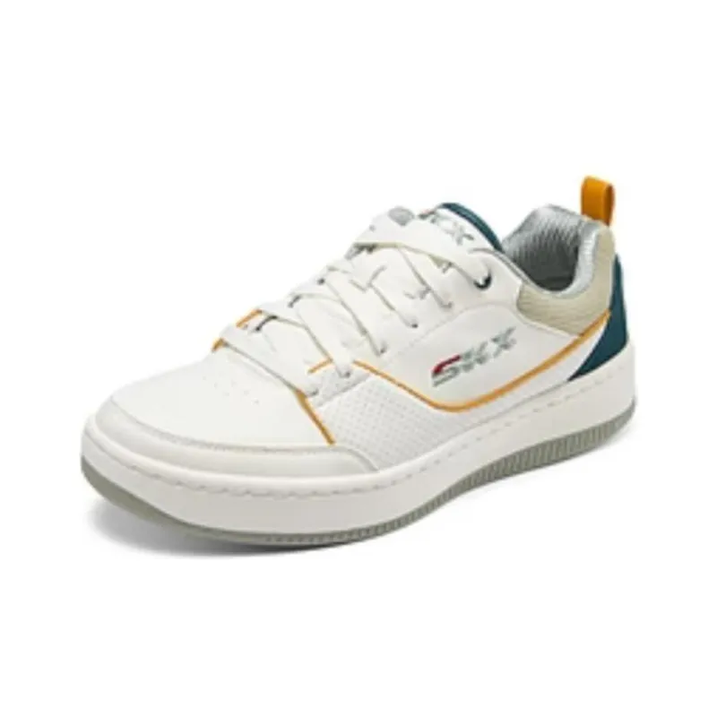 Skechers Slip Resistant Breathable Low Top Skateboard Shoes Men's White Green Cyan-2