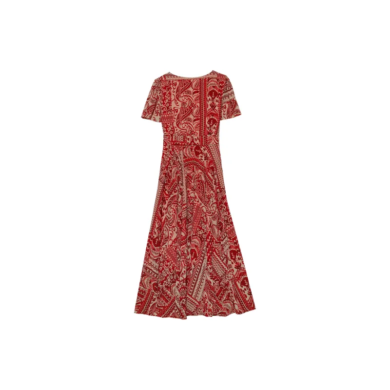 CPAURA Short Sleeved Dresses Women's Red-1