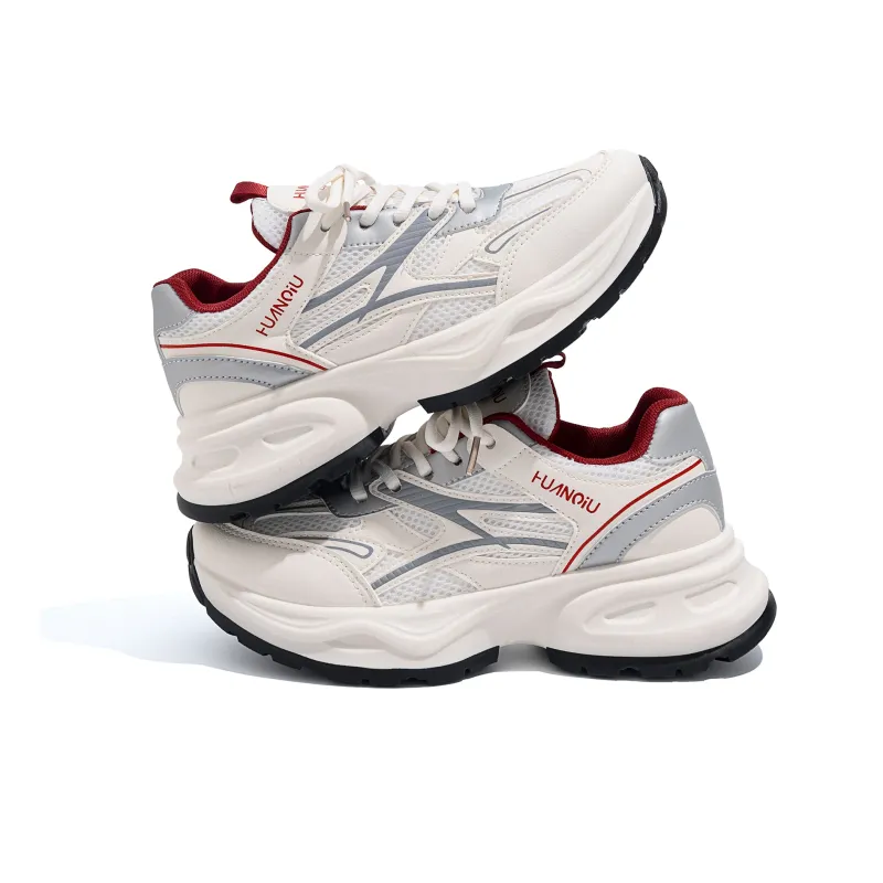 HUANQIU Shock Absorbers Low Top Chunky Sneakers Women's Red-2