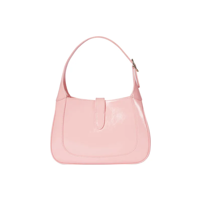 GUCCI Jackie 1961 Patent Leather Handbag Shoulder Bag Small Size Women's Light Pink-6