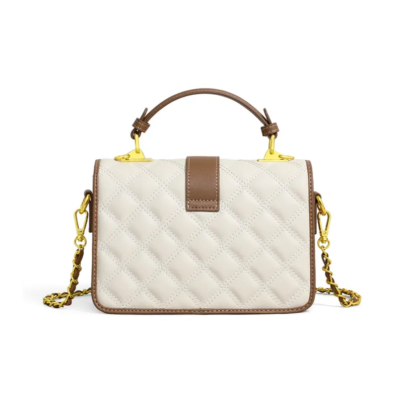 C°BANNER Cow Leather With Synthetic Leather Handbag, Shoulder Bag, Small Square Bag Regular Women's Ecru-4