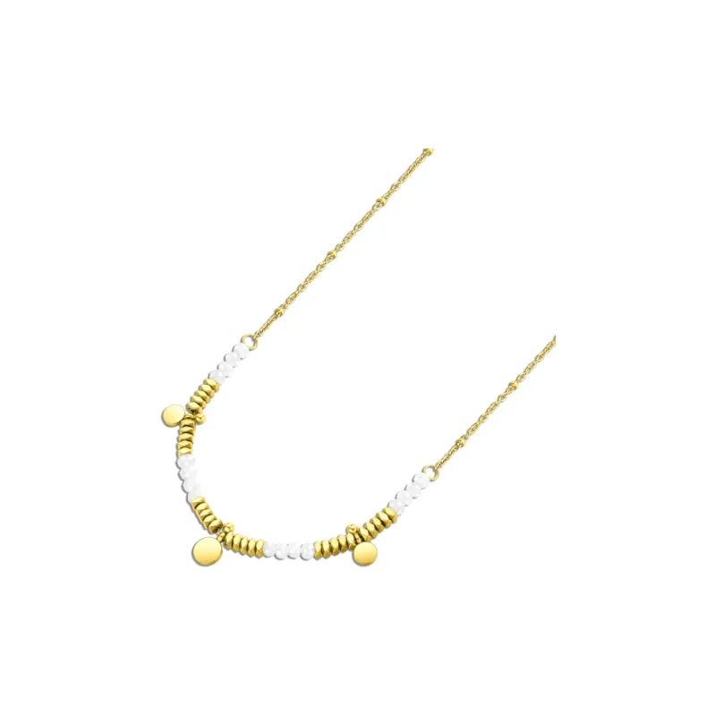 TIANWANG Stone Necklaces Women's White & Gold-2