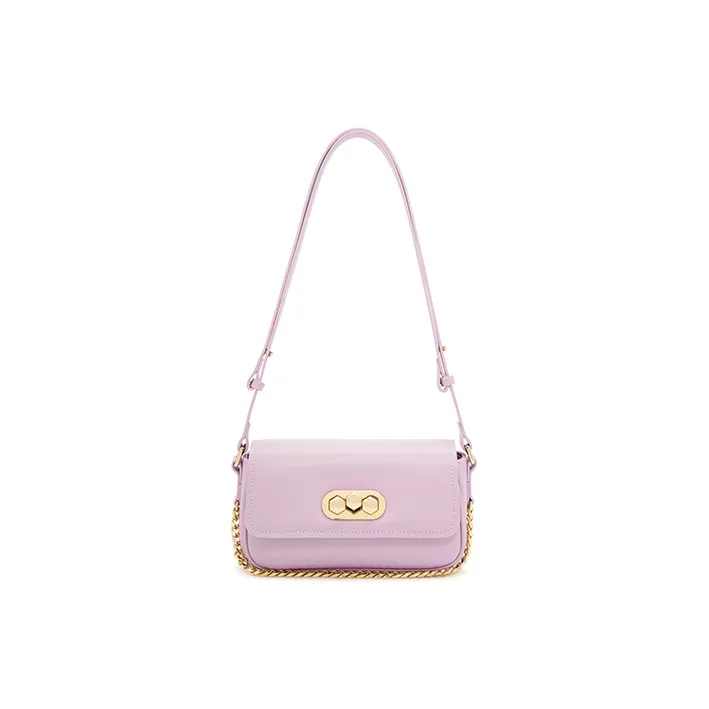ELLE Leather Shoulder Bag Regular Women's White/Gray/Pink-8