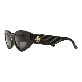 TORY BURCH Acetate Oval Sunglasses Unisex Black