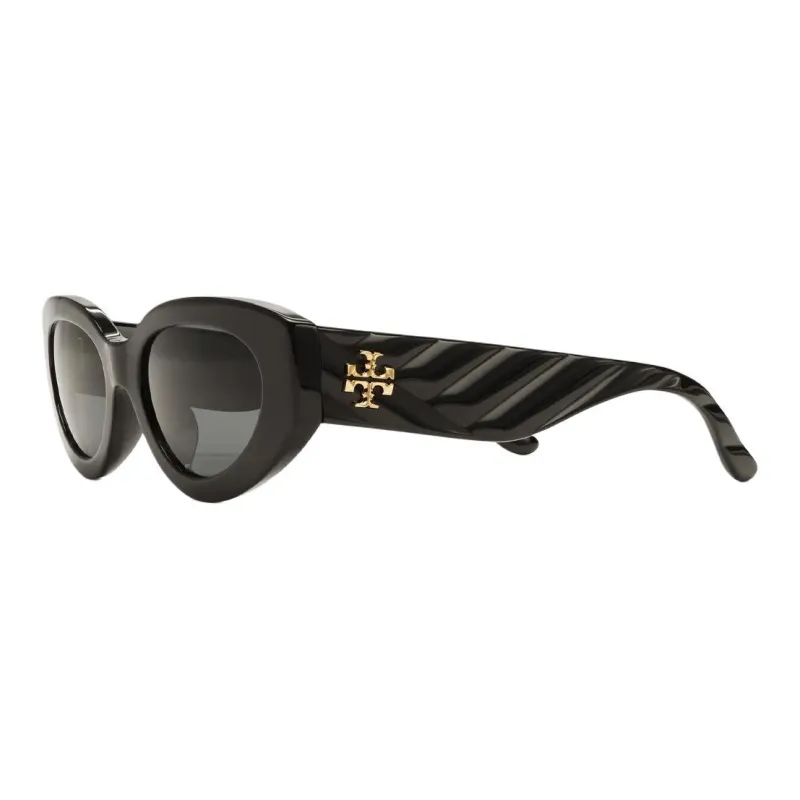 TORY BURCH Acetate Oval Sunglasses Unisex Black-0