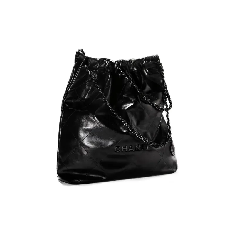 CHANEL 22BagSo Black Cow Leather Tote Bag, Shopping Bag, Handbag, Shoulder Bag Tubas Women's Black-1