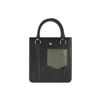 MONTBLANC Meisterstuck Full Grain Cow Leather Tote Bag, Shopping Bag, Handbag Mini Men's Black & Olive Green