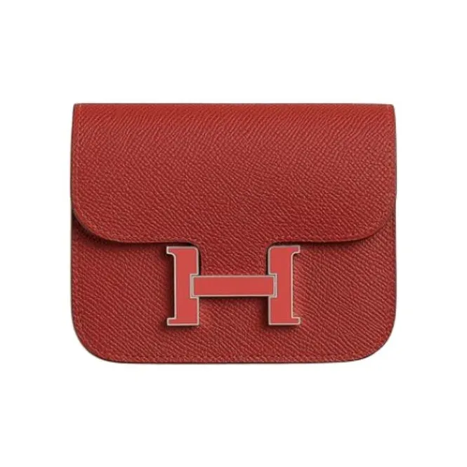 HERMES Constance Slim Epsom Calfskin Fanny Pack Coin Purse Wallet Women's Red-0