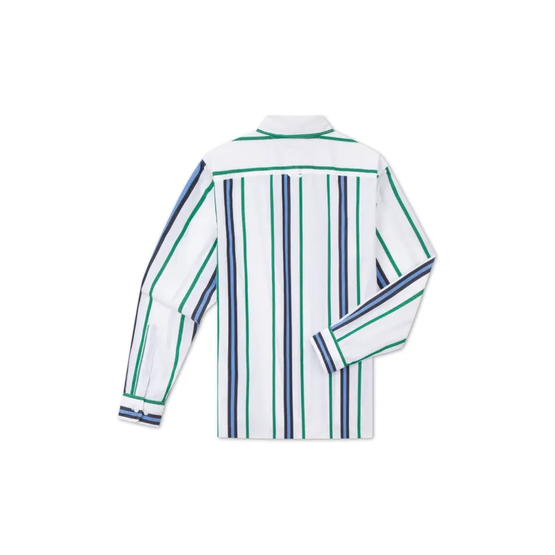 Tommy Hilfiger Shirt Men's Blue Green White Stripes Pattern-1