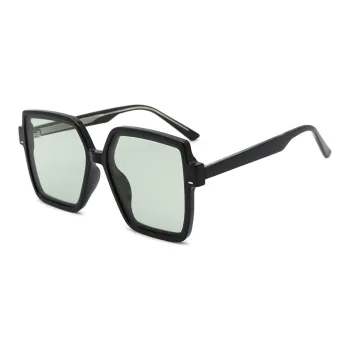 Pair Ponyo TR/Memory Plastic Square Sunglasses Unisex Black Frame