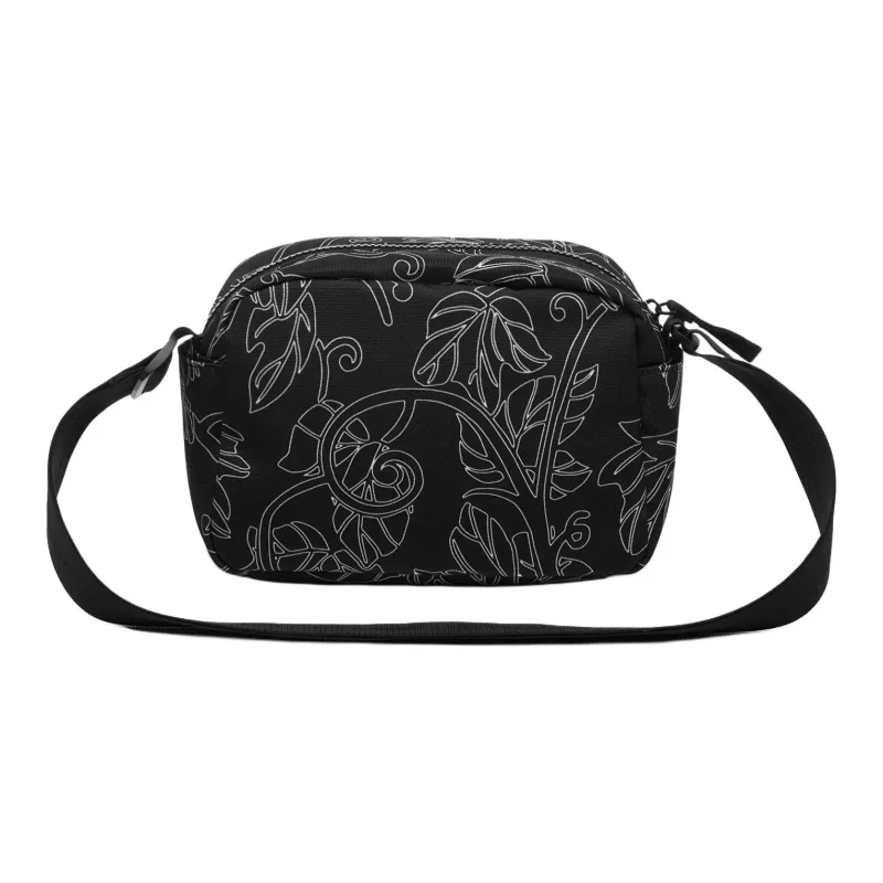 LiNing Chinese Culture Series Polyester Crossbody Bag Unisex Black All Over Print-3