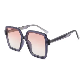 Pair Ponyo TR/Memory Plastic Square Sunglasses Unisex Purple Box