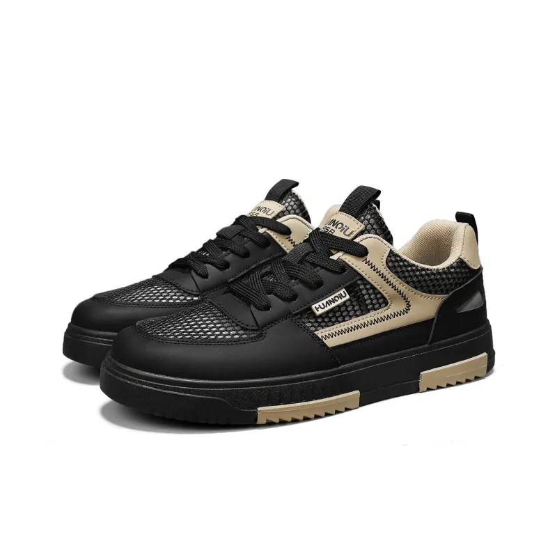 HUANQIU Abrasion Resistant Breathable Low Top Skateboard Shoes Men's Black-2