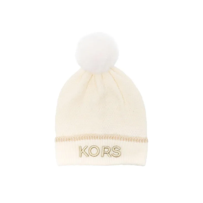 MICHAEL KORS Logo Embroidered Pompom Detailed Knitted Beanie-0