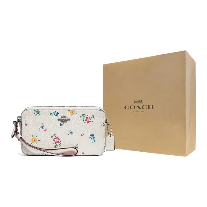 COACH Kira Leather Small Square Bag Shoulder Bag, Crossbody Bag Women's White-6