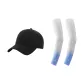 Black Hats & Caps+White Blue Cooling Arm Sleeves