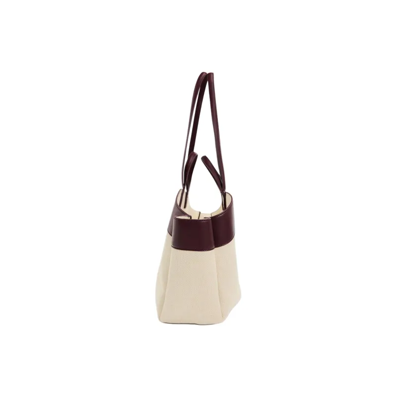 ZARA Cotton Tote Handbag Shoulder Bag Women's Ecru-1