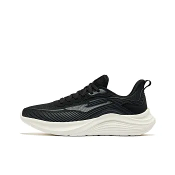 Erke Cushioning Breathable Low Top Casual Running Shoes Men's Jet Black Bright Silver