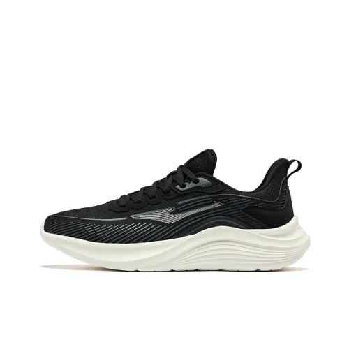 Erke Cushioning Breathable Low Top Casual Running Shoes Men's Jet Black Bright Silver