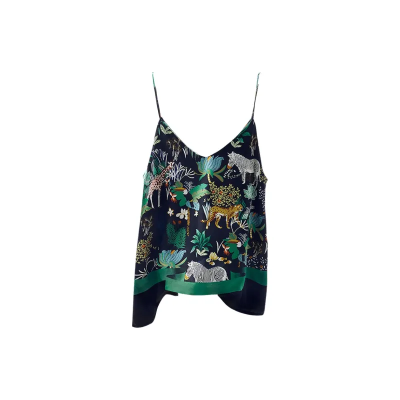 Cypress House Tank Top Women's Black With Yellow Green Floral-1