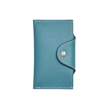 HERMES Evercolor Leather Card Holder Women's D2 NEW BLEU JEAN New Denim Blue