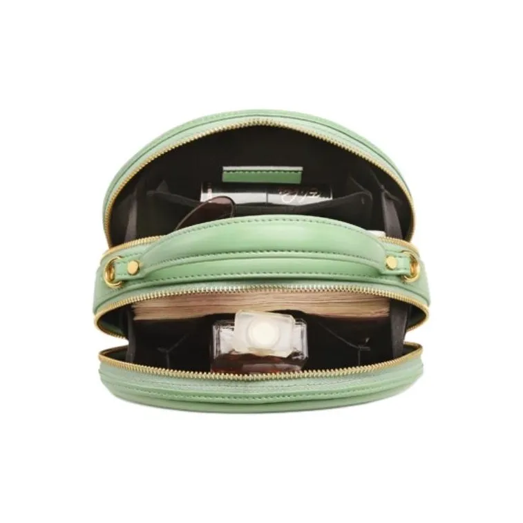 DEERE JACK Cow Split Leather Shoulder Bag, Crossbody Bag, Handbag Trumpets Women's Green Jujube Green-7