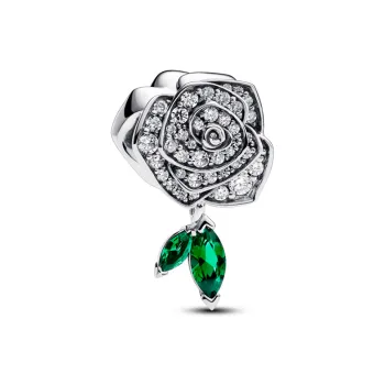 Pandora 925 Sterling Silver Green Stone Ornament Women's Silver/Green