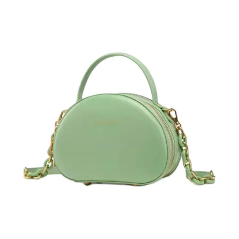 DEERE JACK Cow Split Leather Shoulder Bag, Crossbody Bag, Handbag Trumpets Women's Green Jujube Green-2