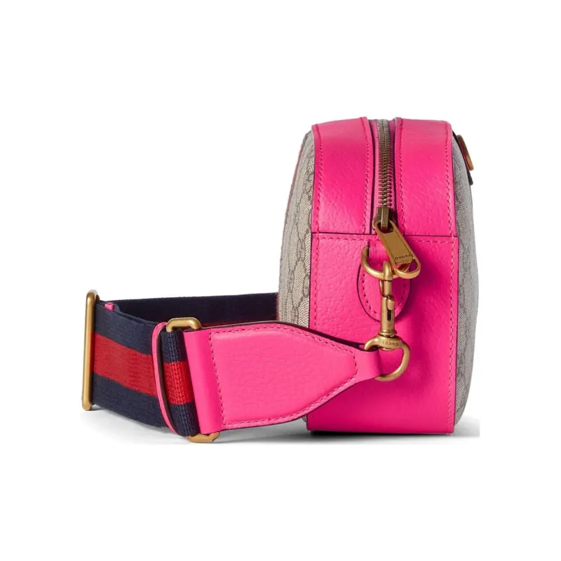 GUCCI Ophidia Canvas With Leather Canvas Bag, Crossbody Bag, Shoulder Bag Women's Beige & Ebony & Pink-2